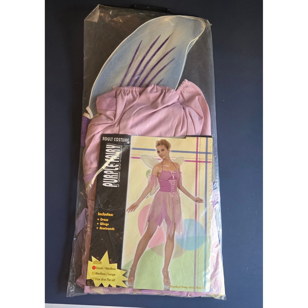 Purple Fairy Adult Costume Dress Wings Armbands Small Medium Halloween NWOT Sexy